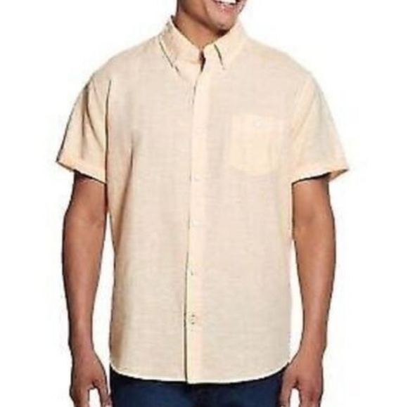 Weatherproof Vintage Men's Slim Fit Yellow Marigold Button Up Shirt - Picture 10 of 10